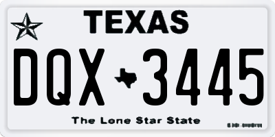 TX license plate DQX3445