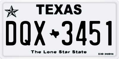 TX license plate DQX3451