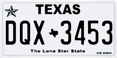 TX license plate DQX3453