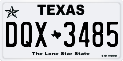 TX license plate DQX3485