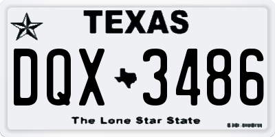 TX license plate DQX3486