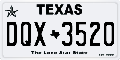 TX license plate DQX3520