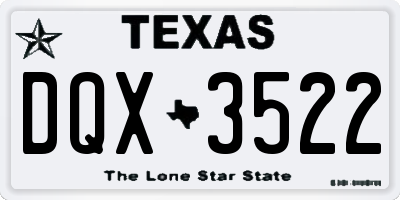 TX license plate DQX3522