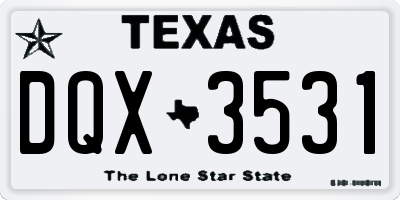 TX license plate DQX3531