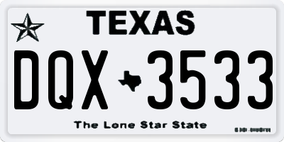 TX license plate DQX3533