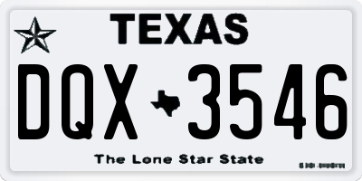 TX license plate DQX3546