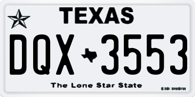 TX license plate DQX3553