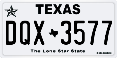 TX license plate DQX3577