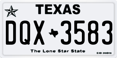 TX license plate DQX3583