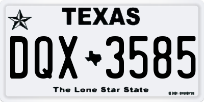 TX license plate DQX3585