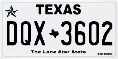 TX license plate DQX3602