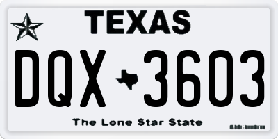 TX license plate DQX3603