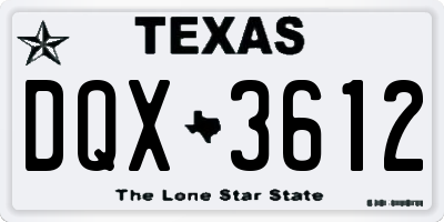 TX license plate DQX3612