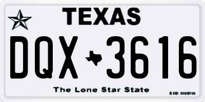 TX license plate DQX3616