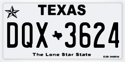 TX license plate DQX3624