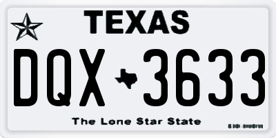 TX license plate DQX3633