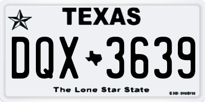 TX license plate DQX3639