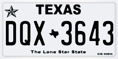 TX license plate DQX3643