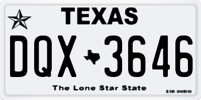TX license plate DQX3646