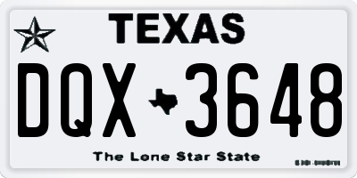 TX license plate DQX3648