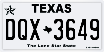 TX license plate DQX3649