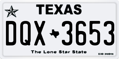 TX license plate DQX3653
