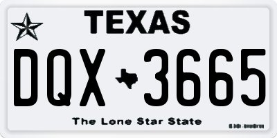 TX license plate DQX3665