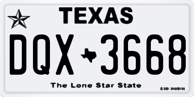TX license plate DQX3668