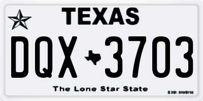 TX license plate DQX3703