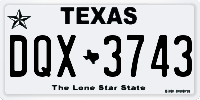 TX license plate DQX3743