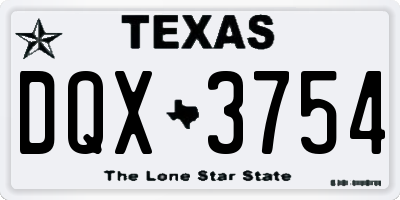 TX license plate DQX3754