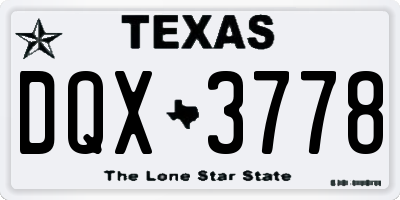 TX license plate DQX3778