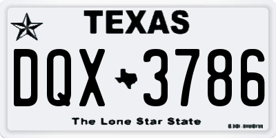 TX license plate DQX3786