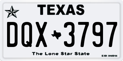 TX license plate DQX3797