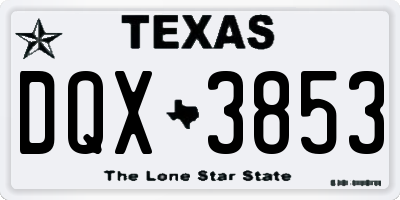TX license plate DQX3853