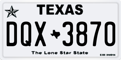 TX license plate DQX3870
