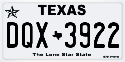 TX license plate DQX3922