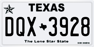 TX license plate DQX3928