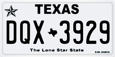 TX license plate DQX3929
