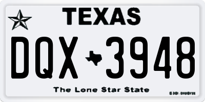 TX license plate DQX3948