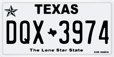 TX license plate DQX3974