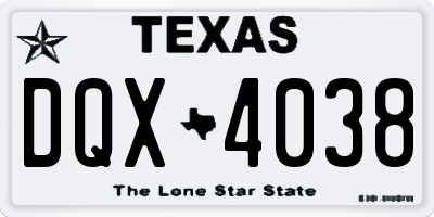 TX license plate DQX4038
