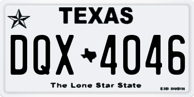 TX license plate DQX4046