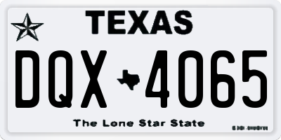 TX license plate DQX4065