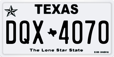TX license plate DQX4070
