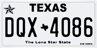 TX license plate DQX4086