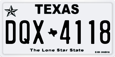 TX license plate DQX4118