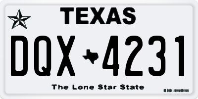 TX license plate DQX4231