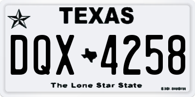 TX license plate DQX4258