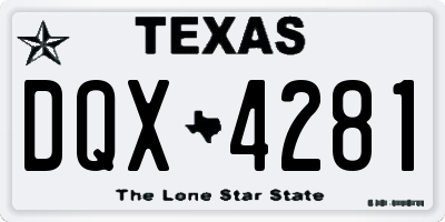 TX license plate DQX4281